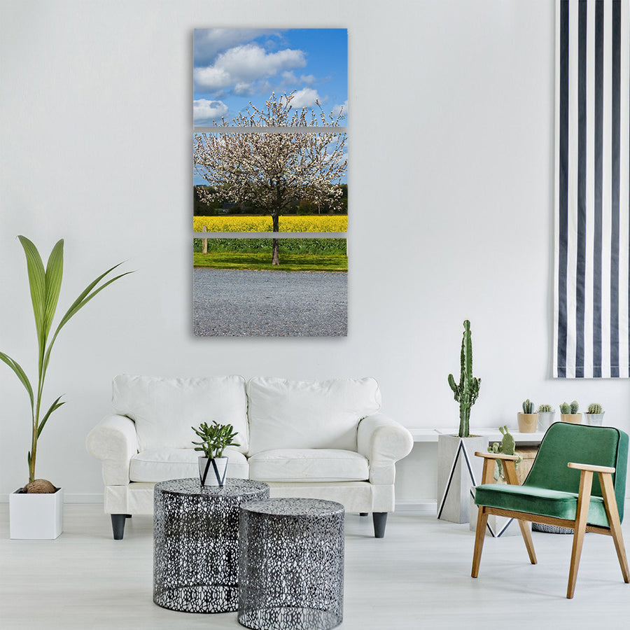 tree flowers spring cherry tree Vertical Canvas Wall Art