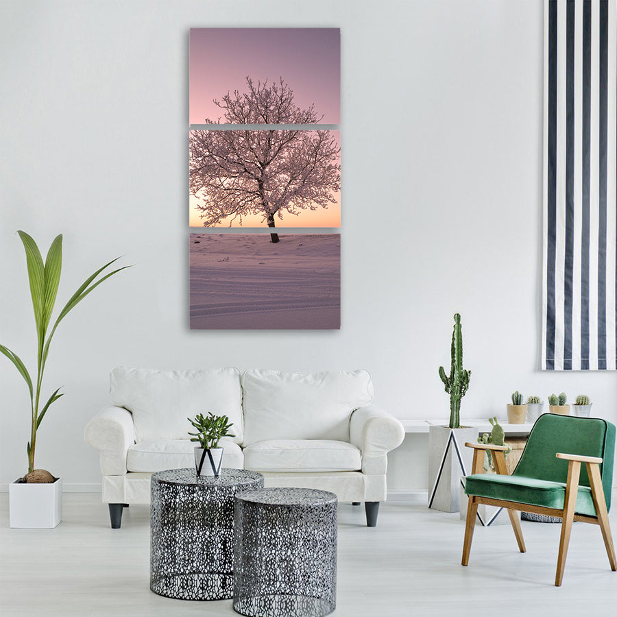 tree snow nature winter cold Vertical Canvas Wall Art