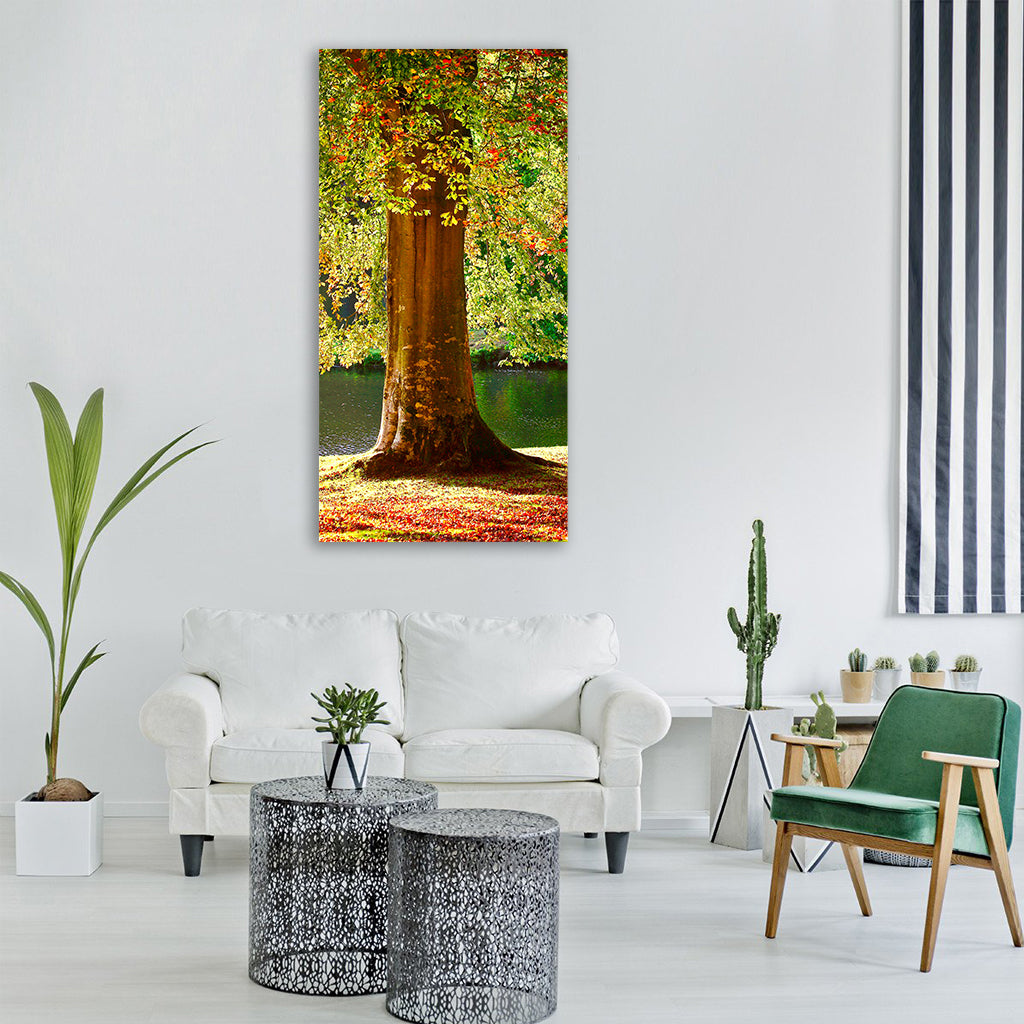 tree summer autumn fall rust Vertical Canvas Wall Art