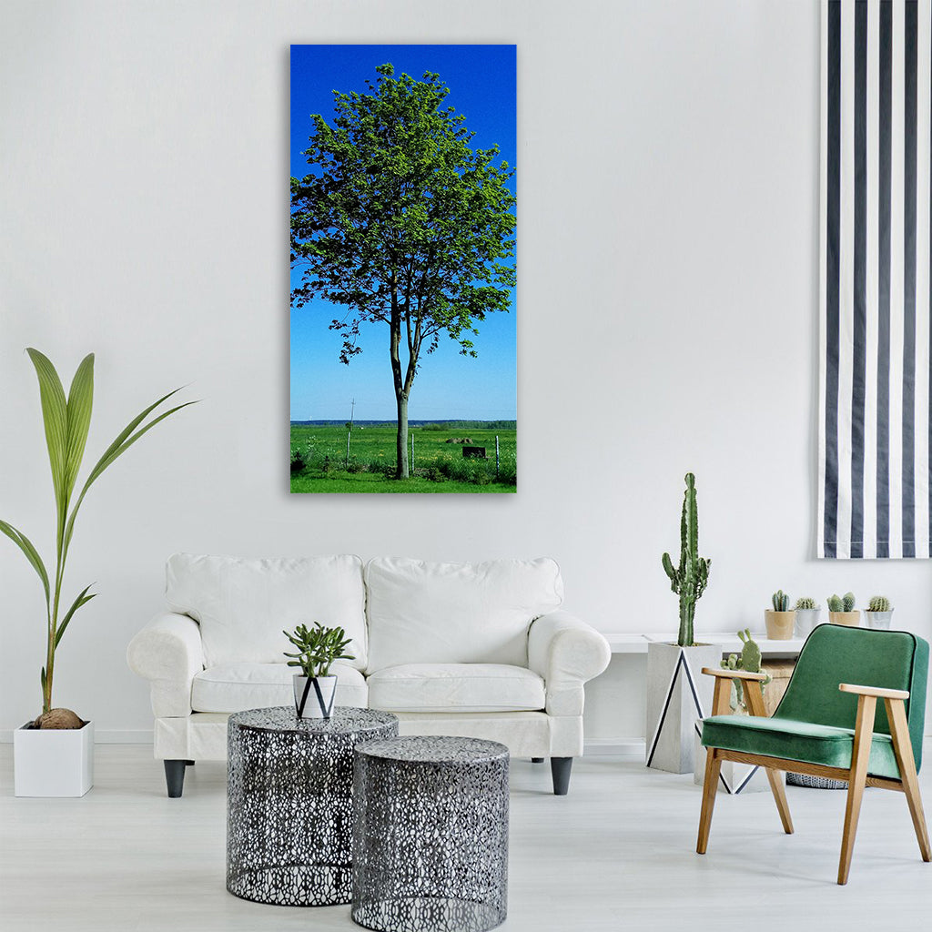 tree meadow landscape nature green Vertical Canvas Wall Art