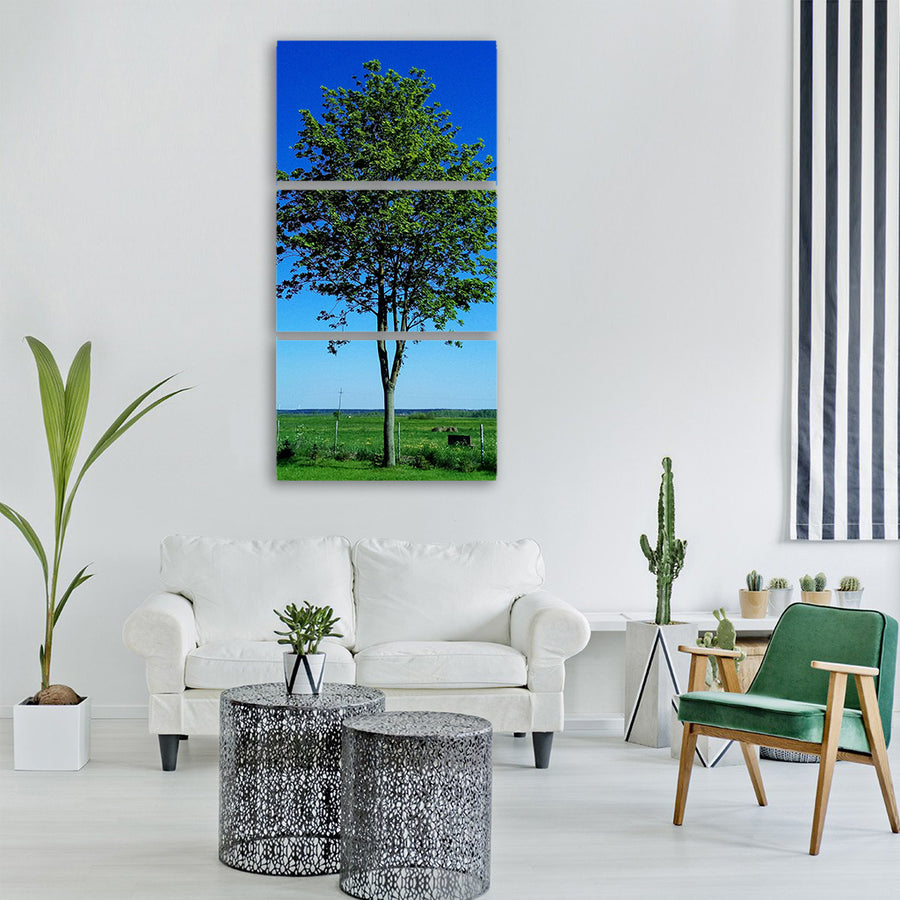 tree meadow landscape nature green Vertical Canvas Wall Art