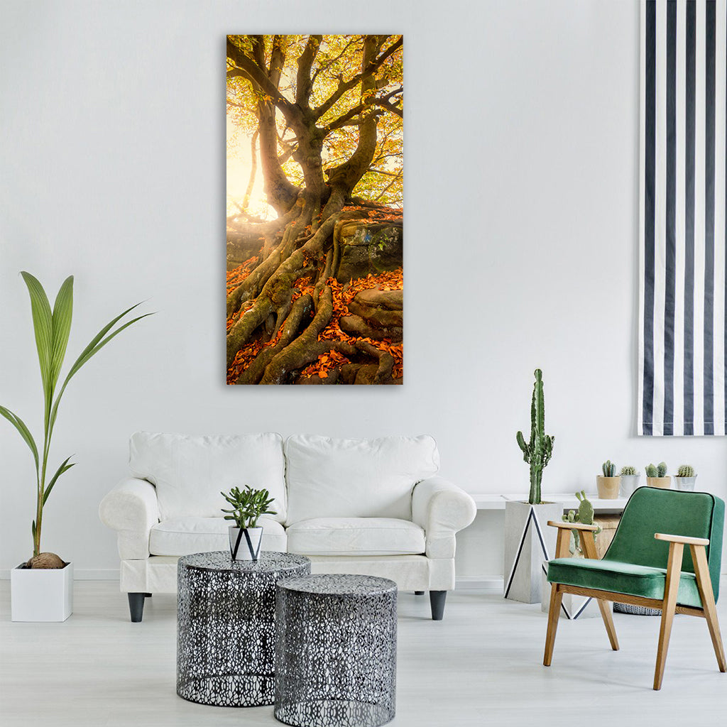 tree quaint overgrown nature moss Vertical Canvas Wall Art