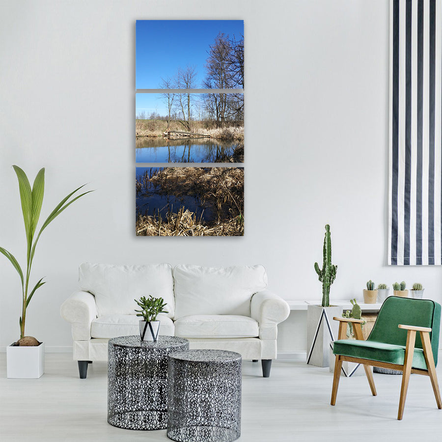 tree beavers beaver pond nature Vertical Canvas Wall Art