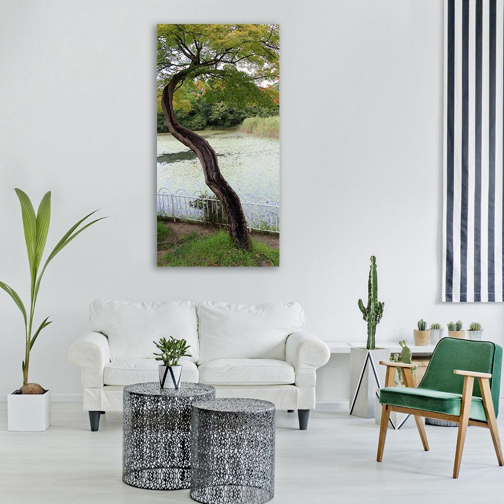 tree leaves nature twigs trunk Vertical Canvas Wall Art