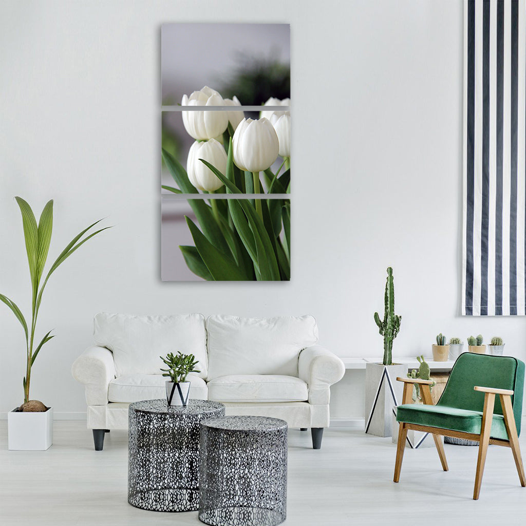 tulips flowers plant bouquet white Vertical Canvas Wall Art