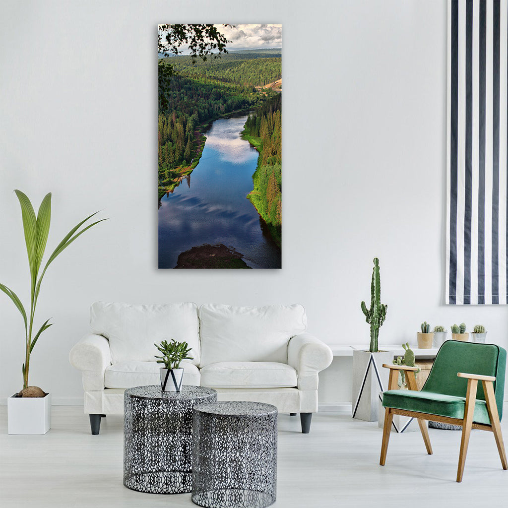usva mountain river river height Vertical Canvas Wall Art