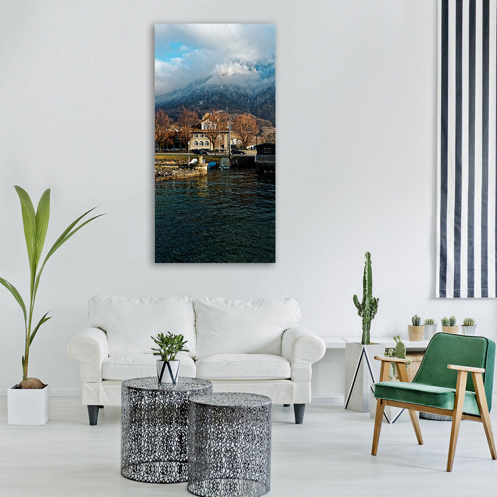 villeneuve geneva lake lac leman Vertical Canvas Wall Art