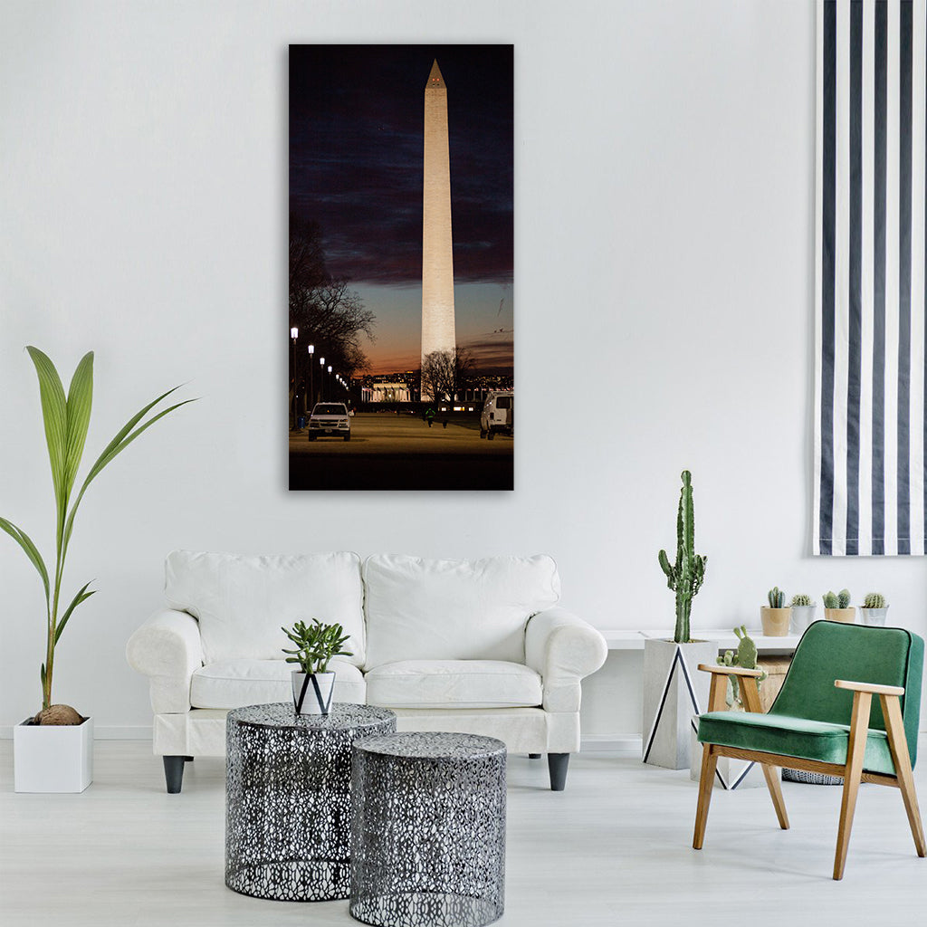washington monument landmark night Vertical Canvas Wall Art