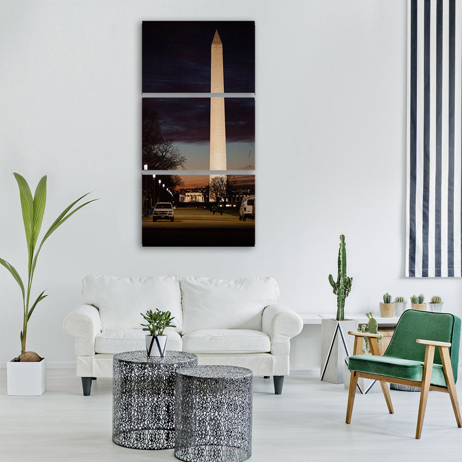 washington monument landmark night Vertical Canvas Wall Art