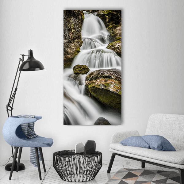 Water bach river waterfall nature Vertical Canvas Wall Art