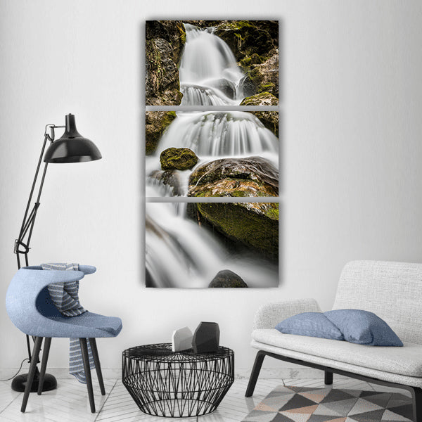 Water bach river waterfall nature Vertical Canvas Wall Art