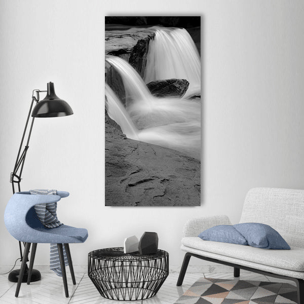 Water stone long exposure flow Vertical Canvas Wall Art