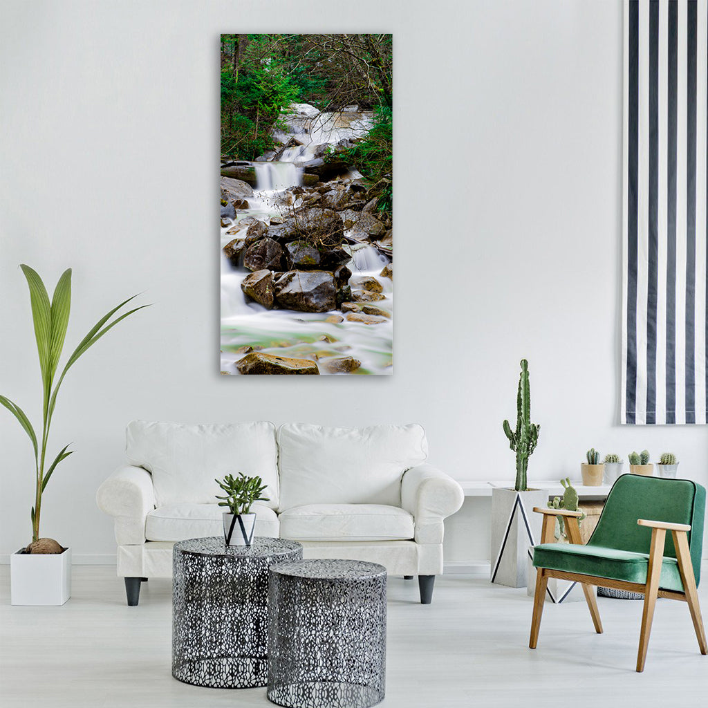 water waterfall nature landscape Vertical Canvas Wall Art