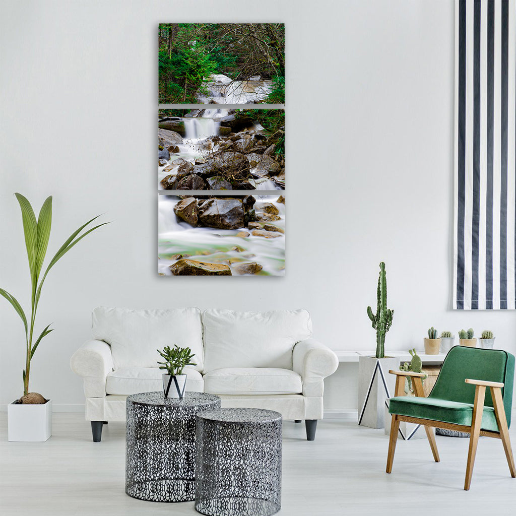 water waterfall nature landscape Vertical Canvas Wall Art