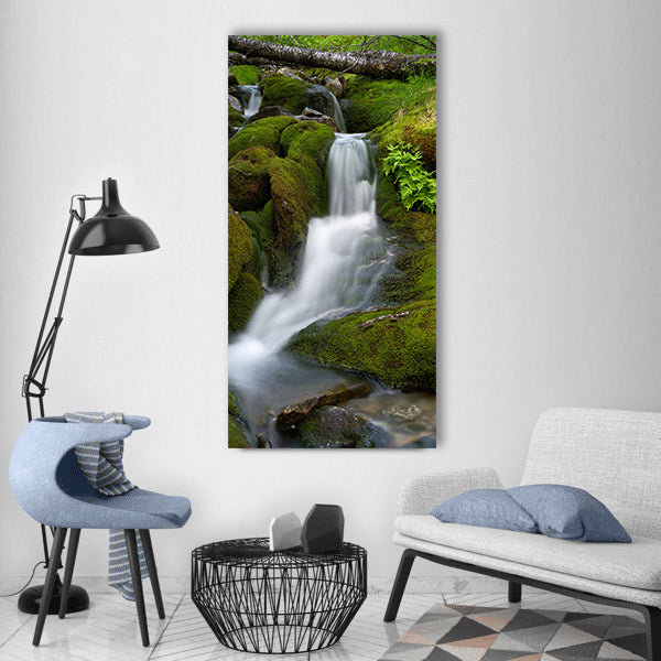 Water stream waterfall nature Vertical Canvas Wall Art