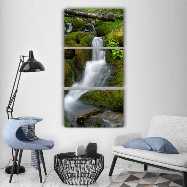 Water stream waterfall nature Vertical Canvas Wall Art