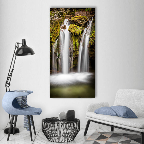 Water waterfall nature landscape Vertical Canvas Wall Art