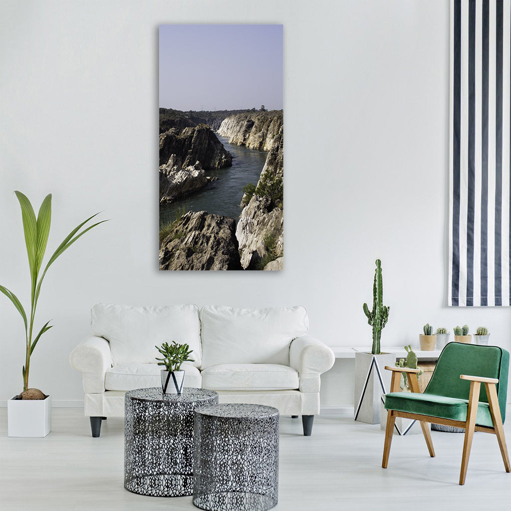 water landscape seashore rock Vertical Canvas Wall Art