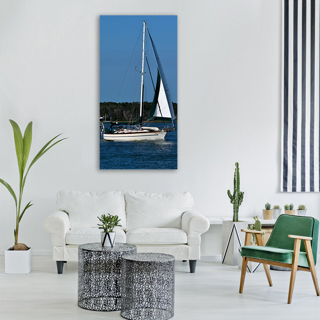 water sailboat sail yacht sea Vertical Canvas Wall Art