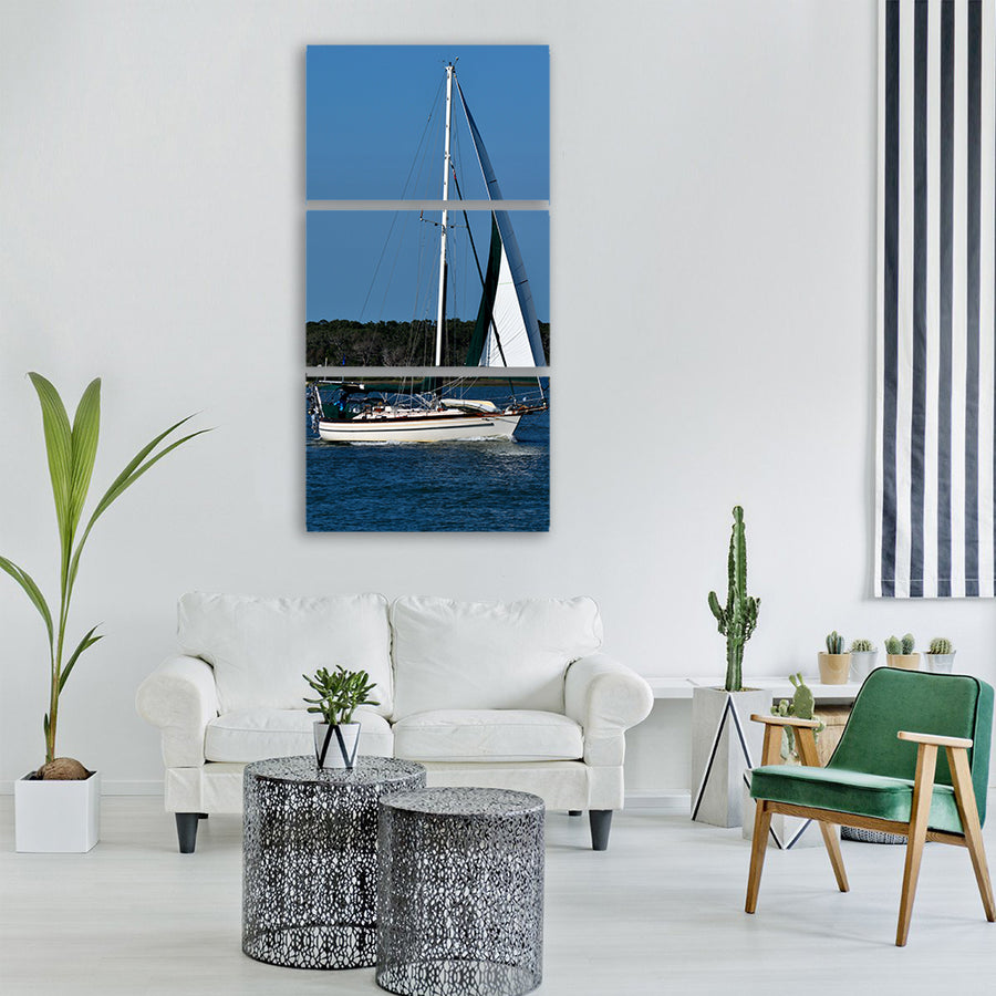 water sailboat sail yacht sea Vertical Canvas Wall Art