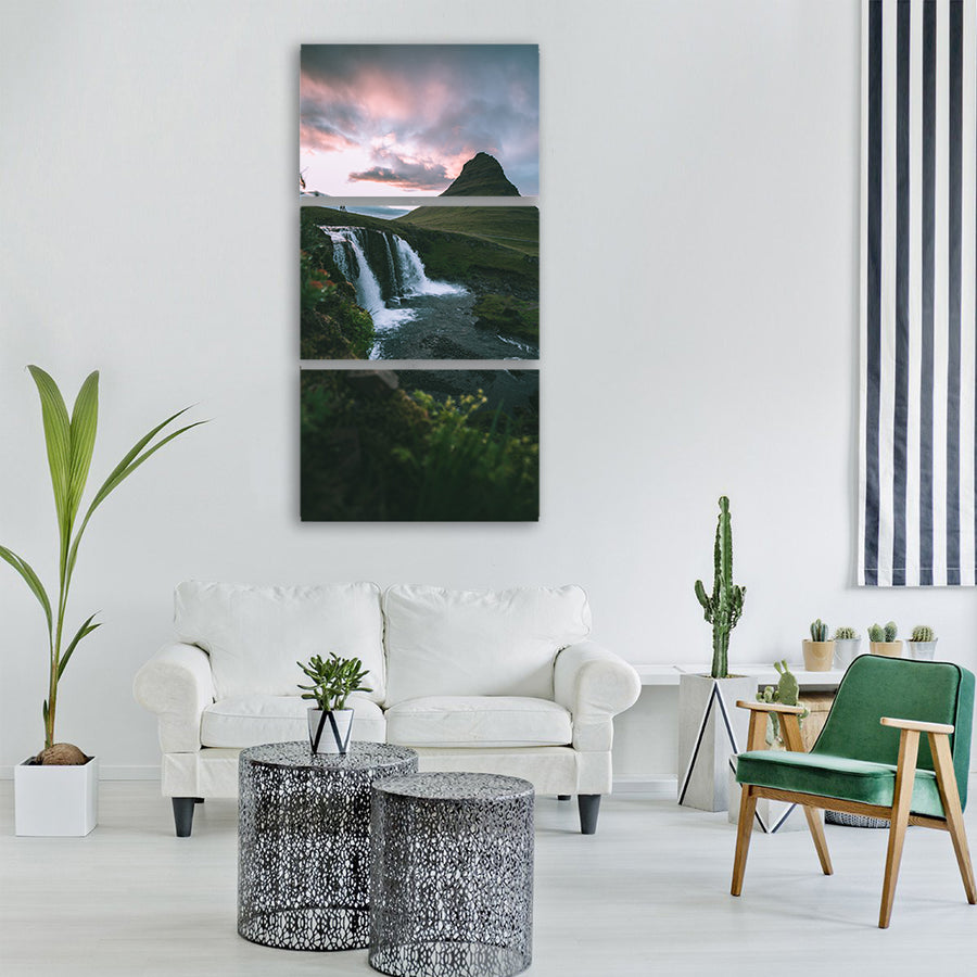water nature landscape cascade Vertical Canvas Wall Art