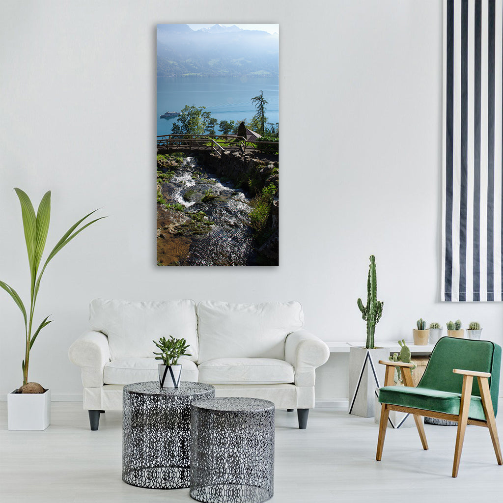 water lake ship landscape rest Vertical Canvas Wall Art