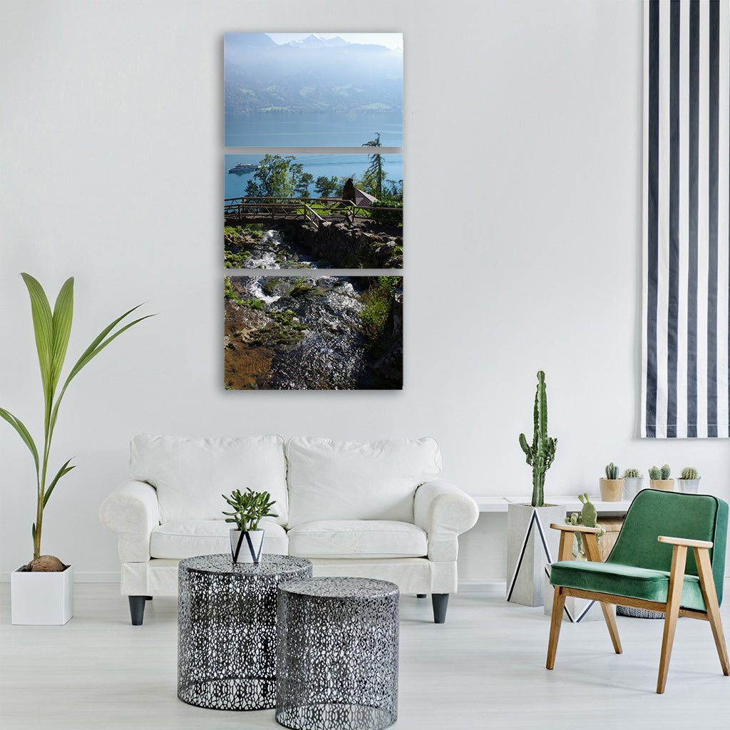 water lake ship landscape rest Vertical Canvas Wall Art