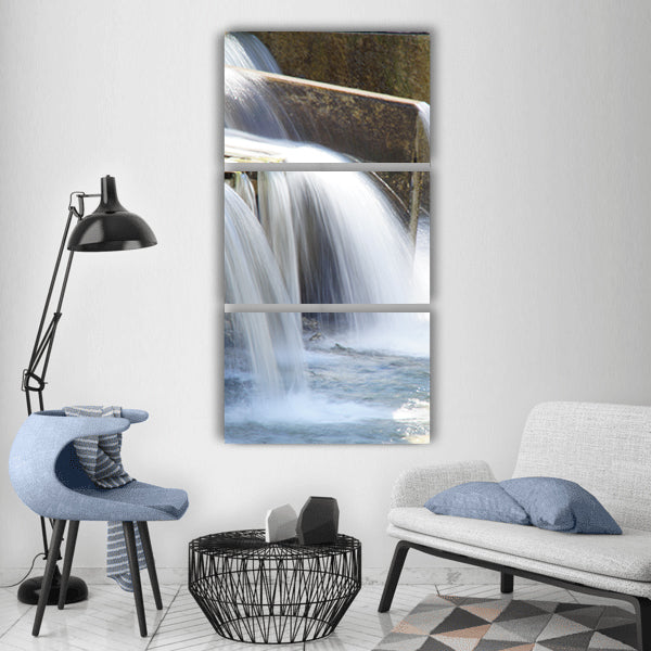 Water flow waterfall plunge liquid Vertical Canvas Wall Art