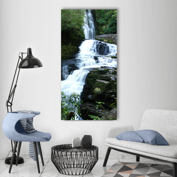Water falls river stream wet Vertical Canvas Wall Art