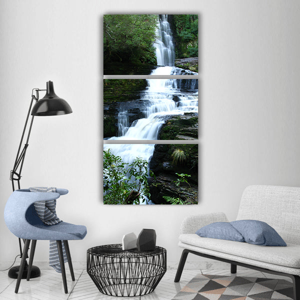 Water falls river stream wet Vertical Canvas Wall Art