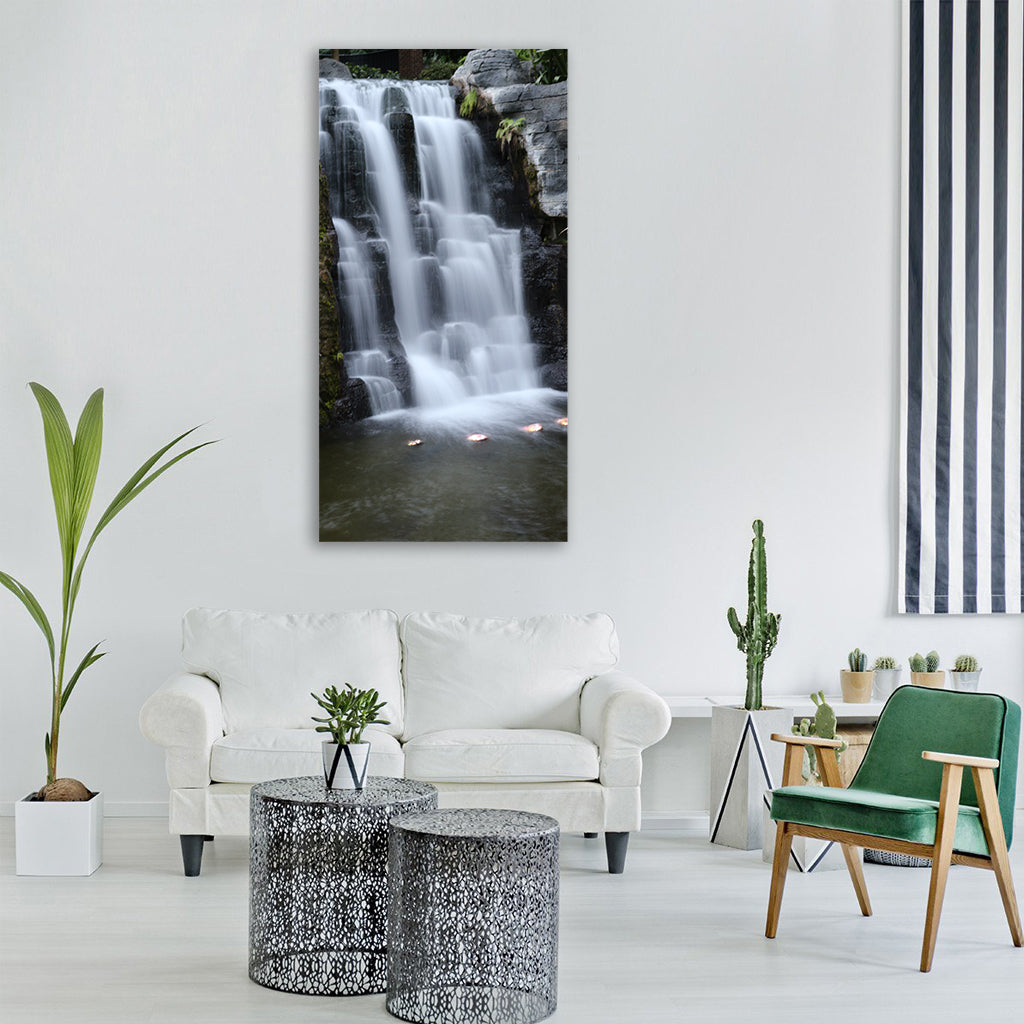 water fall water indoors waterfall Vertical Canvas Wall Art