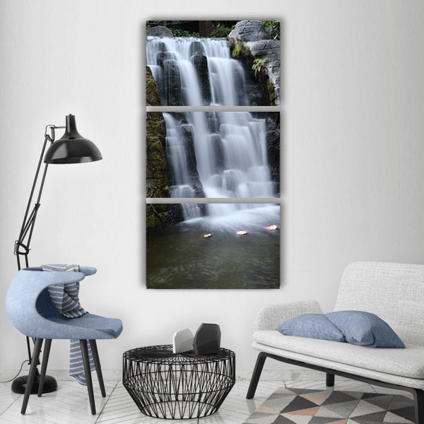 Water fall water indoors waterfall Vertical Canvas Wall Art
