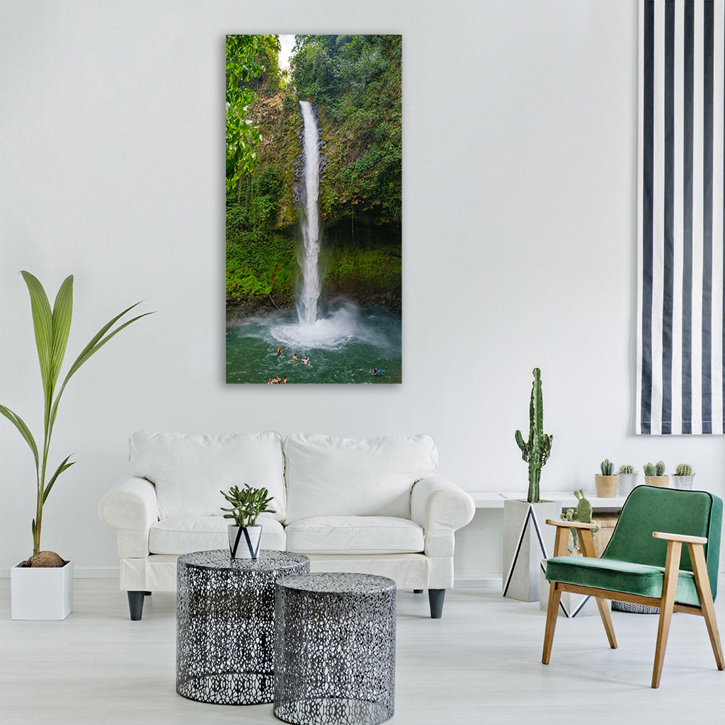 water fall costa rica tropical Vertical Canvas Wall Art