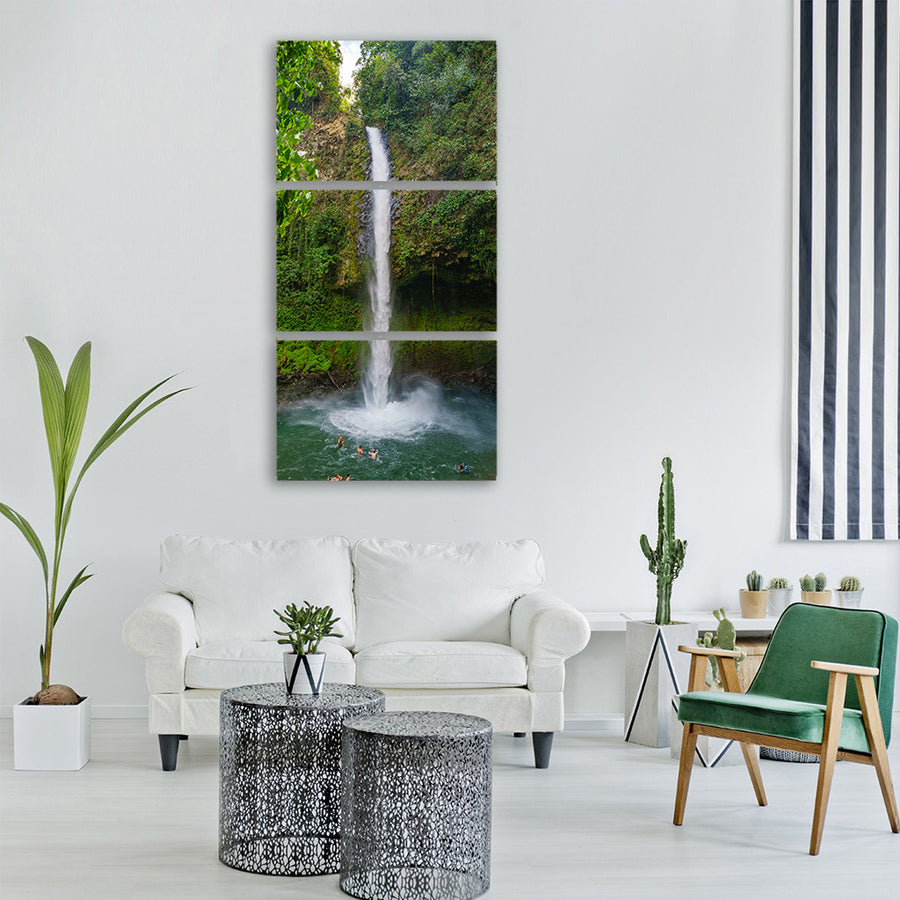 water fall costa rica tropical Vertical Canvas Wall Art