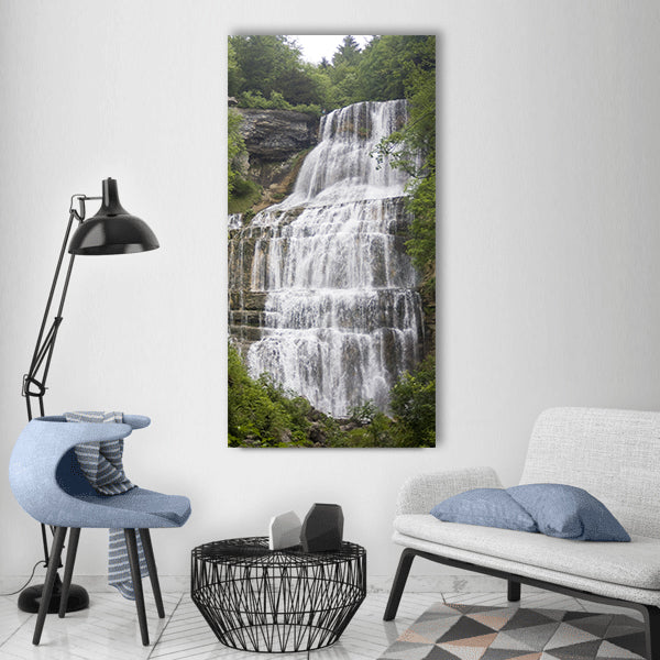 Waterfall france jura hérisson Vertical Canvas Wall Art
