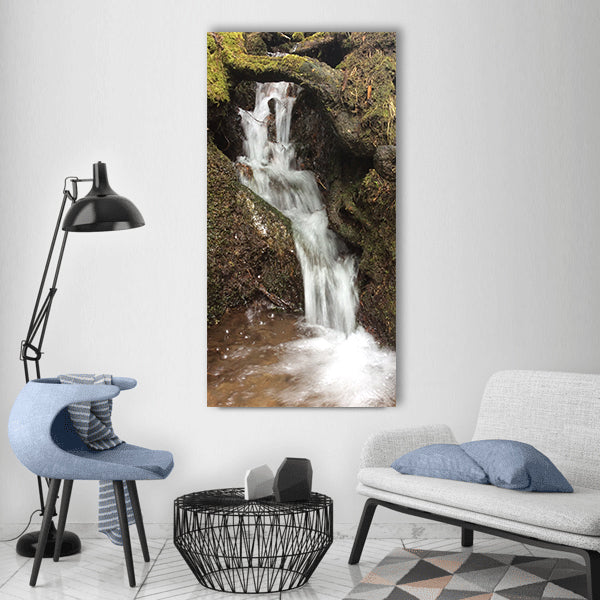 Waterfall water nature river bach Vertical Canvas Wall Art
