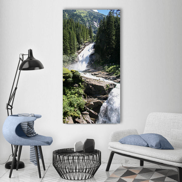 Waterfall krimmler wasserfall water Vertical Canvas Wall Art
