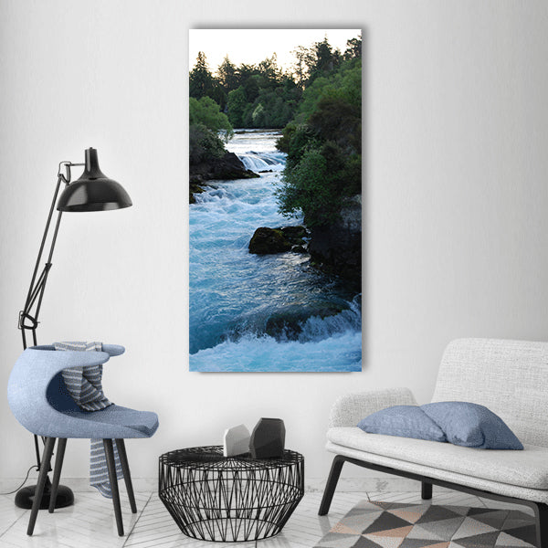 Waterfall new zealand white water Vertical Canvas Wall Art