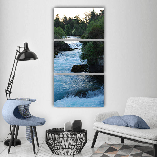 Waterfall new zealand white water Vertical Canvas Wall Art