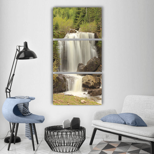 Waterfall water rocks nature Vertical Canvas Wall Art
