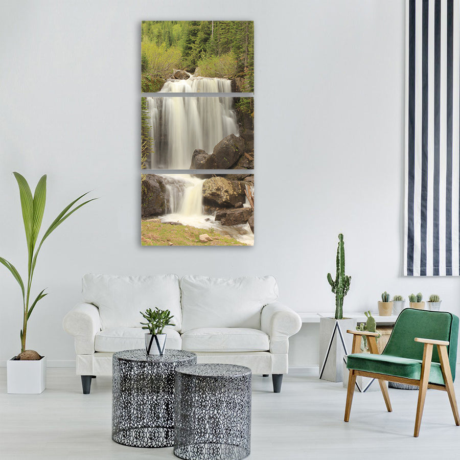 waterfall water rocks nature Vertical Canvas Wall Art