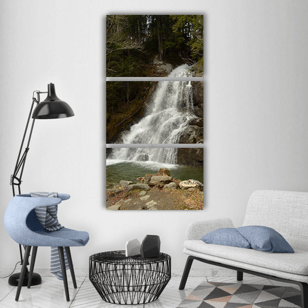 Waterfall water rock flow foam Vertical Canvas Wall Art