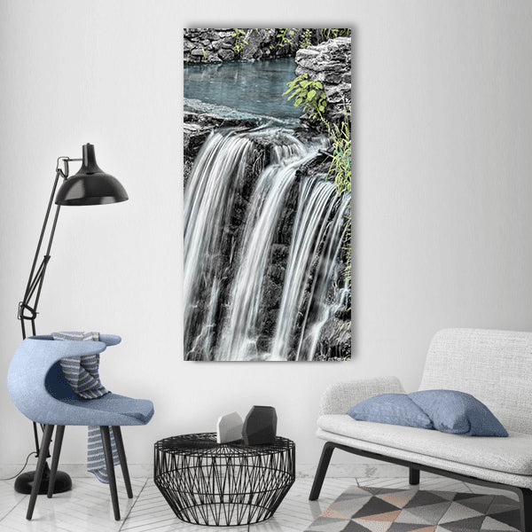 Waterfall water cascade downfall Vertical Canvas Wall Art