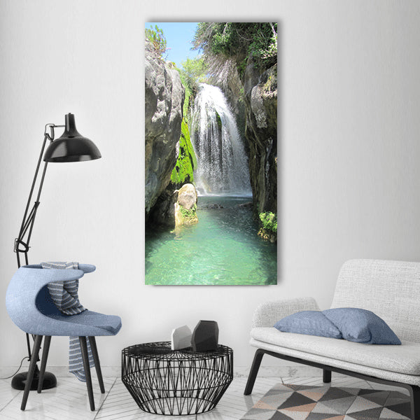 Waterfall water rocks wild case Vertical Canvas Wall Art