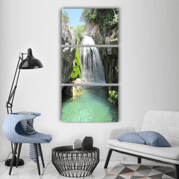 Waterfall water rocks wild case Vertical Canvas Wall Art