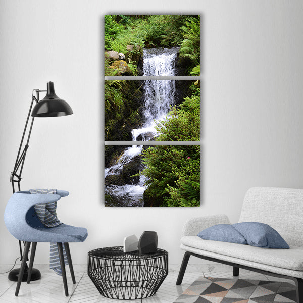 Waterfall forest nature water Vertical Canvas Wall Art