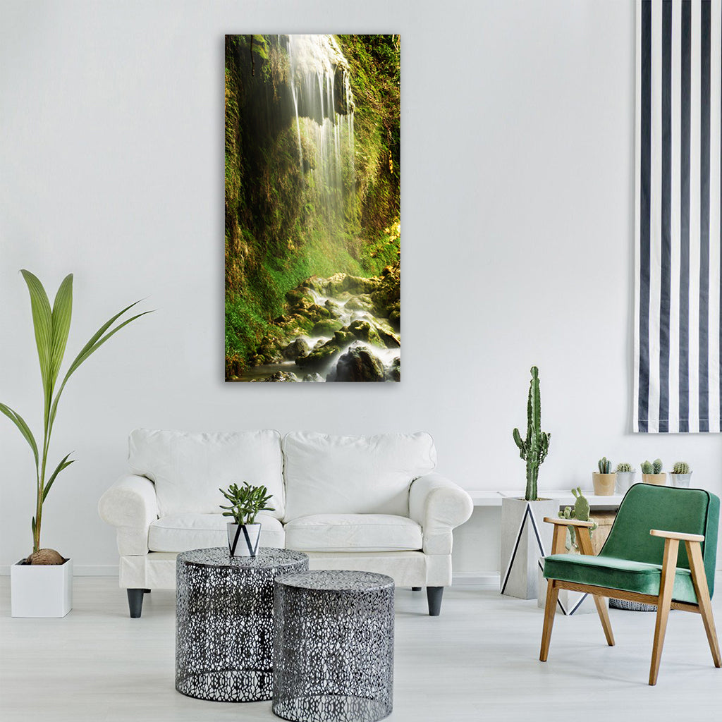 waterfall nature turkey green Vertical Canvas Wall Art
