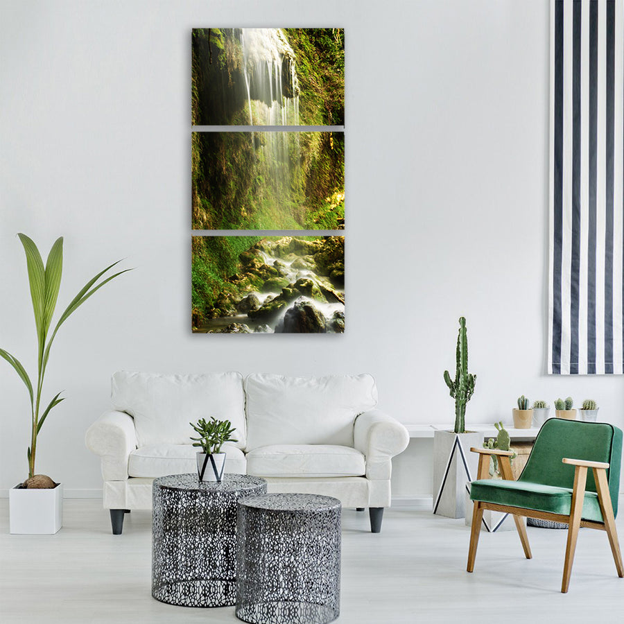 waterfall nature turkey green Vertical Canvas Wall Art