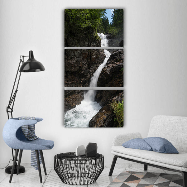 Waterfall torrent alpine nature Vertical Canvas Wall Art