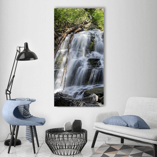 Waterfall water fall flow smooth Vertical Canvas Wall Art